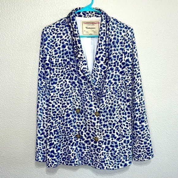 Cartonnier Limpopo Blue Motif Blazer ANTHROPOLOGIE - Picture 1 of 14